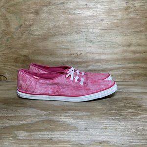 Keds Casual Shoes Womens Size 8.5 Pink Red Lace Up Flats Sneakers